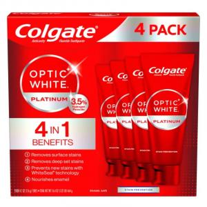 Colgate Optic White Platinum Toothpaste Value Pack, 4.1 oz, 4 Count